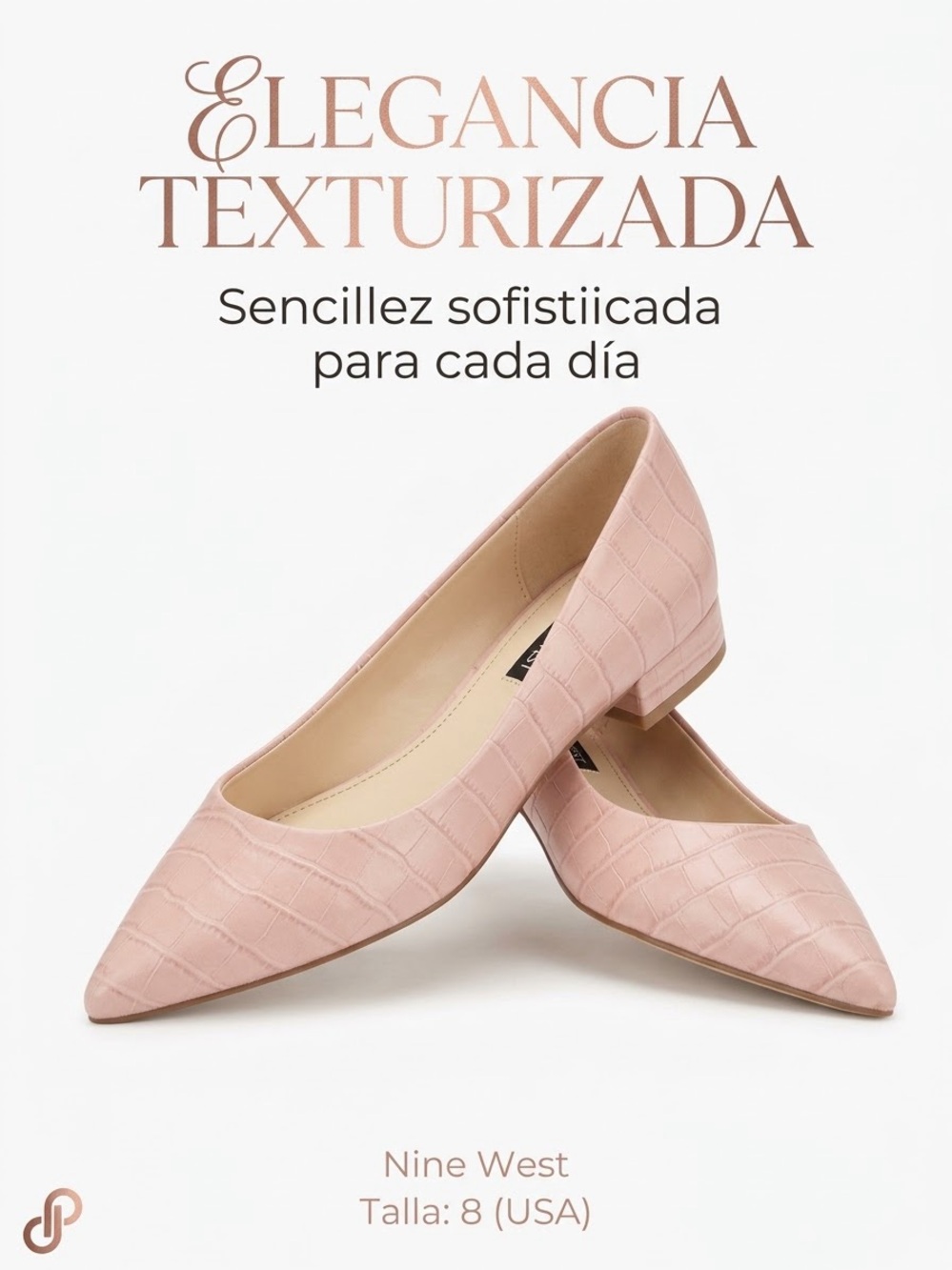 Zapatos Planos Nine West Rosa Efecto Cocodrilo - Talla 8M